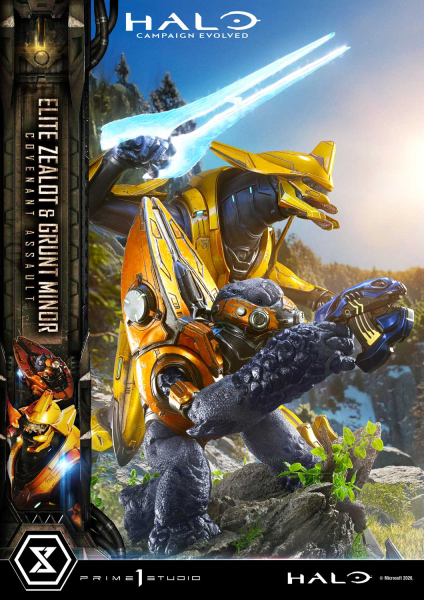 Prime 1 Studio Halo: Campaign Evolved - Elite Zealot & Grunt Minor 1/4 Statue