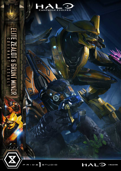 Prime 1 Studio Halo: Campaign Evolved - Elite Zealot & Grunt Minor 1/4 Statue