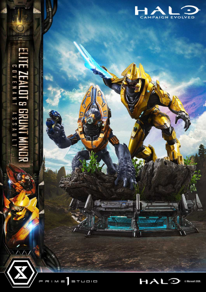 Prime 1 Studio Halo: Campaign Evolved - Elite Zealot & Grunt Minor 1/4 Statue