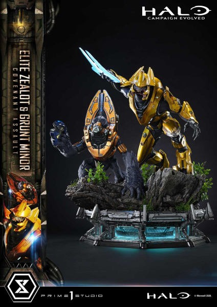 Prime 1 Studio Halo: Campaign Evolved - Elite Zealot & Grunt Minor 1/4 Statue